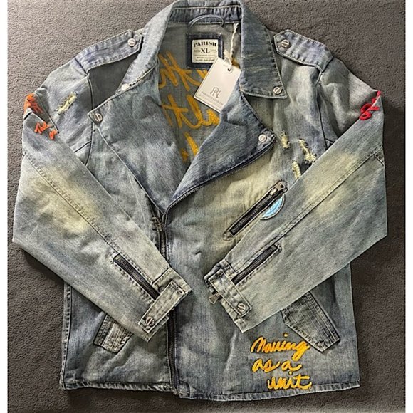 GRAPHIC BLUE JEAN JACKET